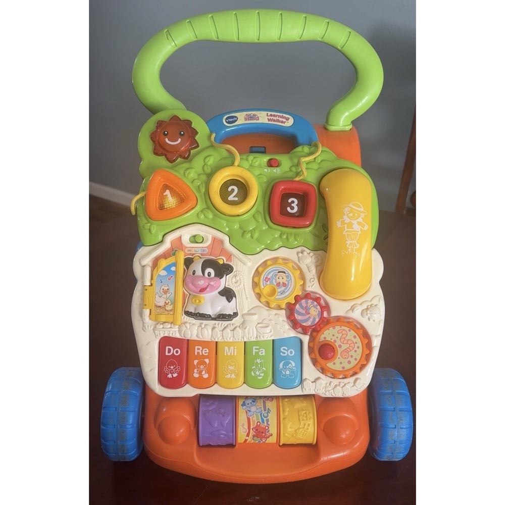 VTech Sit-to-Stand Learning Walker Blue Piano Keys Music Phone Gears FUN